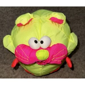 Playskool Cat Plush SOUND MEOWS Neon Parachute Fabric Vintage Stuffed Animal Toy